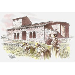 Dibujo de Monés: la iglesia románica de Jodra
