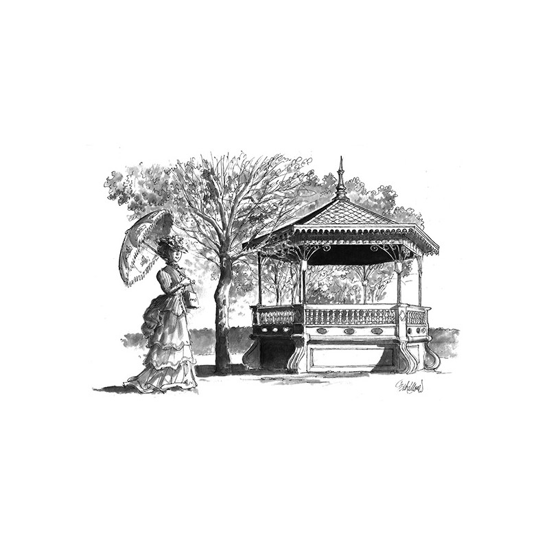 Dibujo de Monés: el Templete de la Alameda de Sigüenza