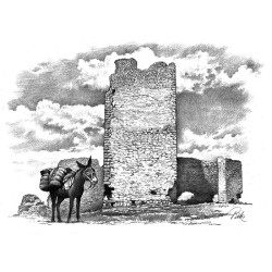 Dibujo de Monés: el castillo de Torresaviñán
